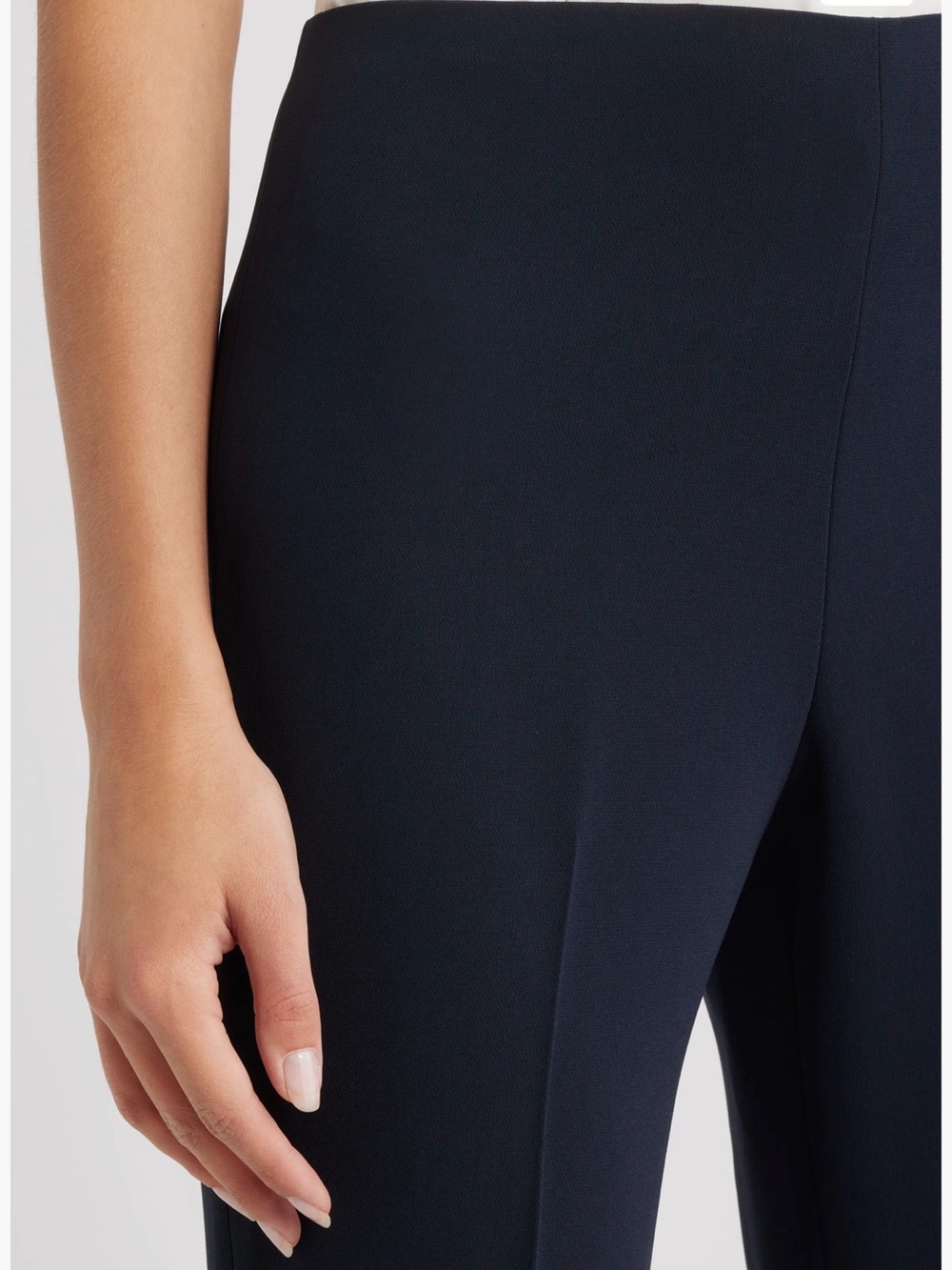 Wide-Leg High-Waist Women's Pants - Navy - Picture 3 of 8